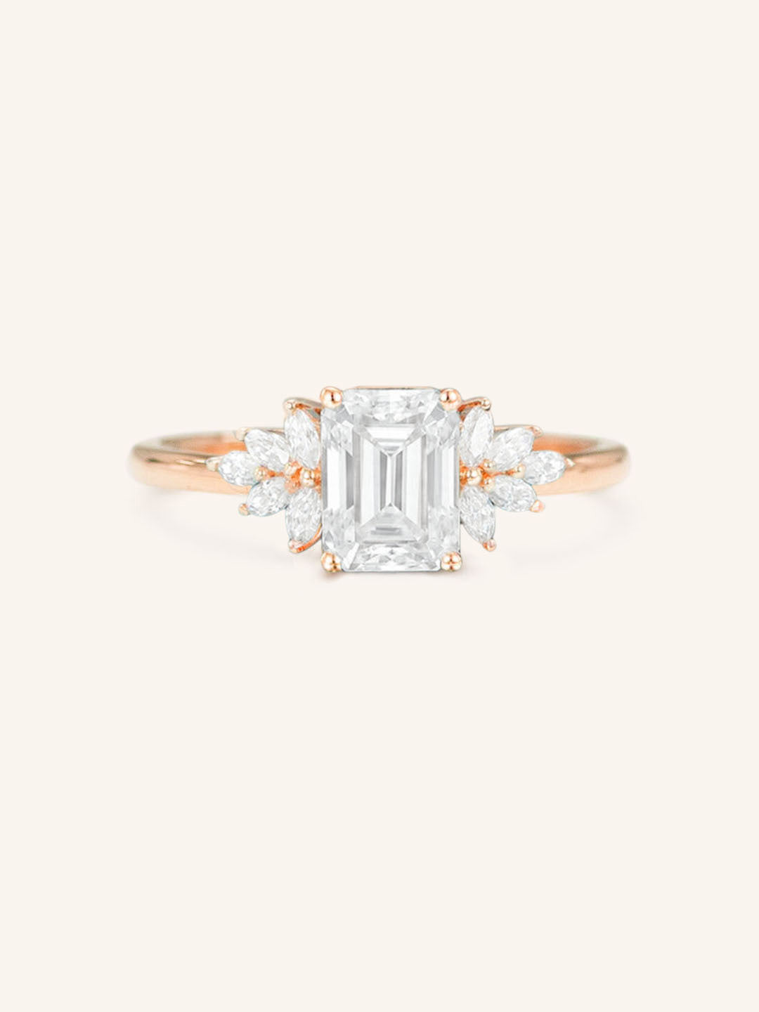 Emme Emerald Cut Cluster Engagement Ring