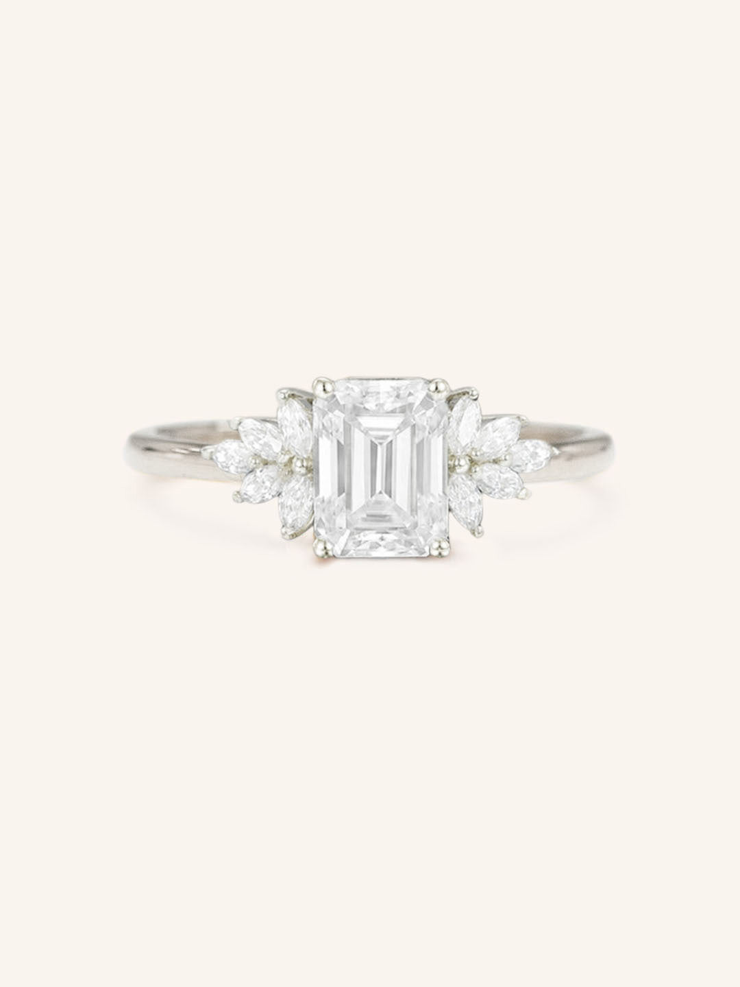 Emme Emerald Cut Cluster Engagement Ring