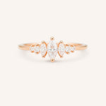 Rose gold Maren marquise diamond ring front view on white background