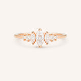 Rose gold Maren marquise diamond ring front view on white background