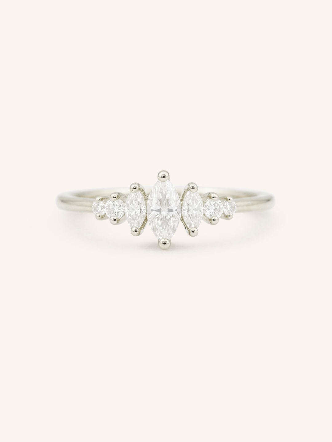White gold Maren marquise diamond ring front view on white background