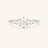 White gold Maren marquise diamond ring front view on white background
