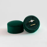 Velvet Backdrop Double Ring Box - Emerald Green