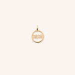 Rose gold Chinese MaMa Grandma pendant with circular frame on white background