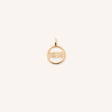 Rose gold Chinese MaMa Grandma pendant with circular frame on white background