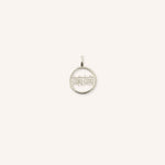 White gold Chinese MaMa Grandma pendant with circular frame on white background