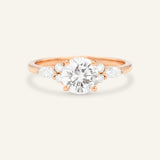 Rose gold Nalani round diamond engagement ring front view on white background