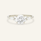 White gold Nalani round diamond engagement ring front view on white background