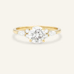 Yellow gold Nalani round diamond engagement ring front view on white background