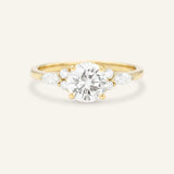 Yellow gold Nalani round diamond engagement ring front view on white background