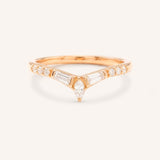 Rose gold Kurtia curved diamond wedding band front view on white background