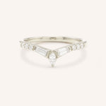White gold Kurtia curved diamond wedding band front view on white background