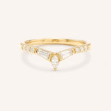 Yellow gold Kurtia curved diamond wedding band front view on white background