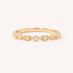 Rose gold Macy pave milgrain half eternity band front view on white background