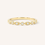 Yellow gold Macy pave milgrain half eternity band front view on white background