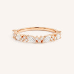 Rose Gold Linwood Diamond Cluster Stackable Wedding Band, front view, on white background