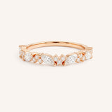 Rose Gold Linwood Diamond Cluster Stackable Wedding Band, front view, on white background