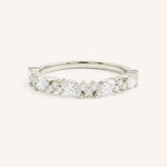 White Gold Linwood Diamond Cluster Stackable Wedding Band, front view, on white background