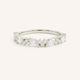 White Gold Linwood Diamond Cluster Stackable Wedding Band, front view, on white background