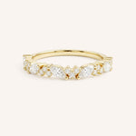 Yellow Gold Linwood Diamond Cluster Stackable Wedding Band, front view, on white background