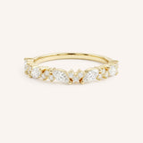 Yellow Gold Linwood Diamond Cluster Stackable Wedding Band, front view, on white background