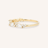Yellow Gold Linwood Diamond Cluster Stackable Wedding Band, side view, on white background
