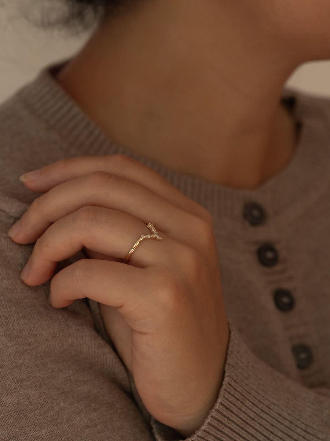 Taylor curved diamond wedding band style 2 lifestyle photo worn on hand