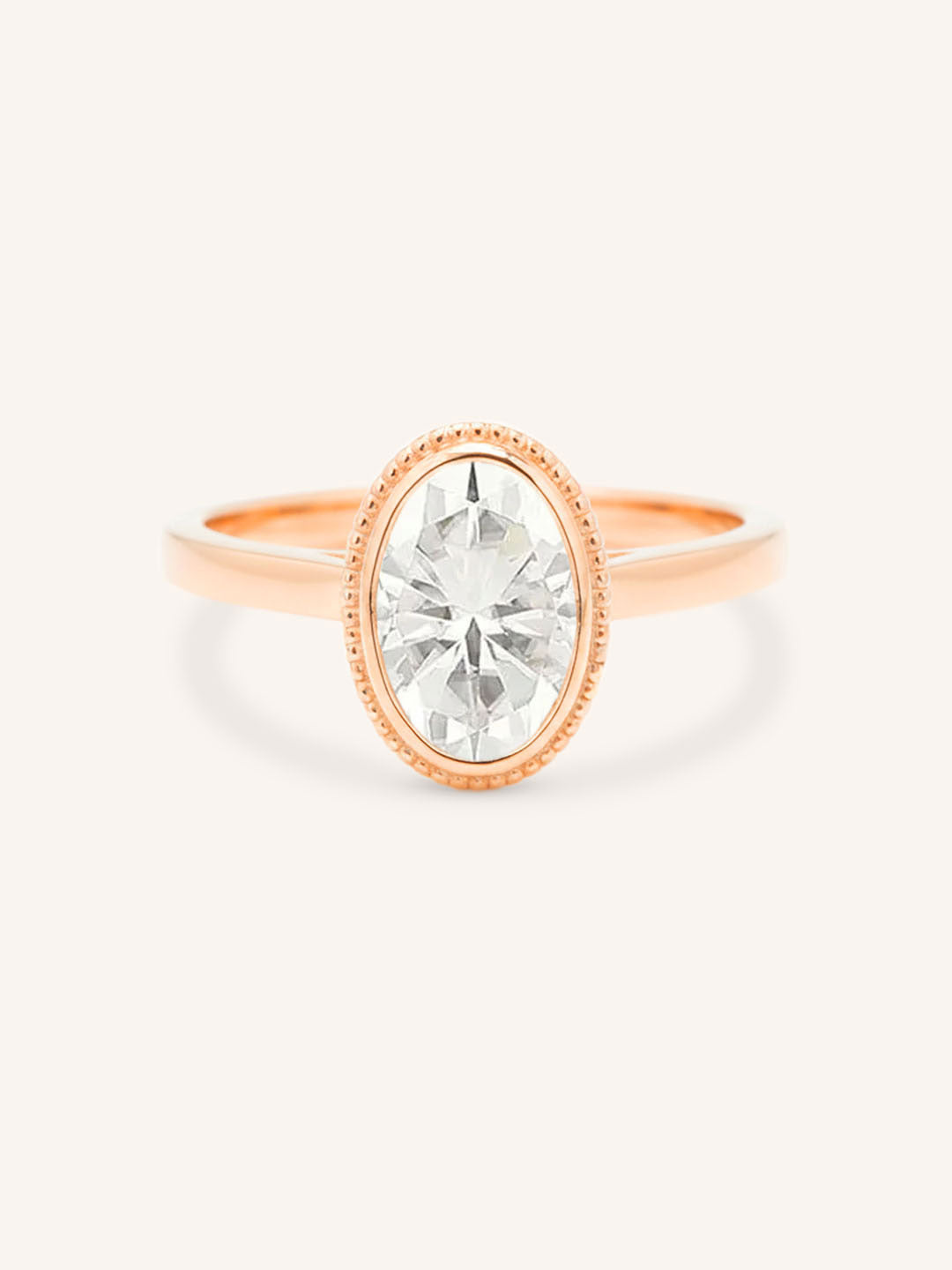 Ophelia Oval Diamond Milgrain Solitaire Engagement Ring – A Gilded