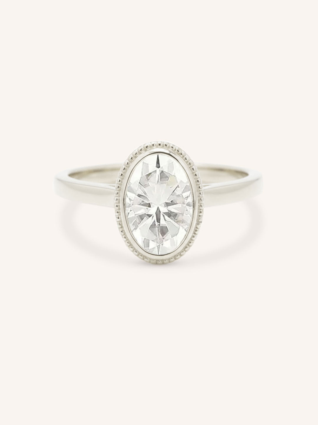 Ophelia Oval Diamond Milgrain Solitaire Engagement Ring