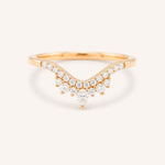 Rose gold Wenham diamond curved stacking wedding band front view on white background