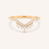 Rose gold Wenham diamond curved stacking wedding band front view on white background