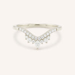 White gold Wenham diamond curved stacking wedding band front view on white background