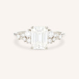 Elestren Emerald Cut Cluster Diamond Engagement Ring