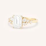 Elestren Emerald Cut Cluster Diamond Engagement Ring