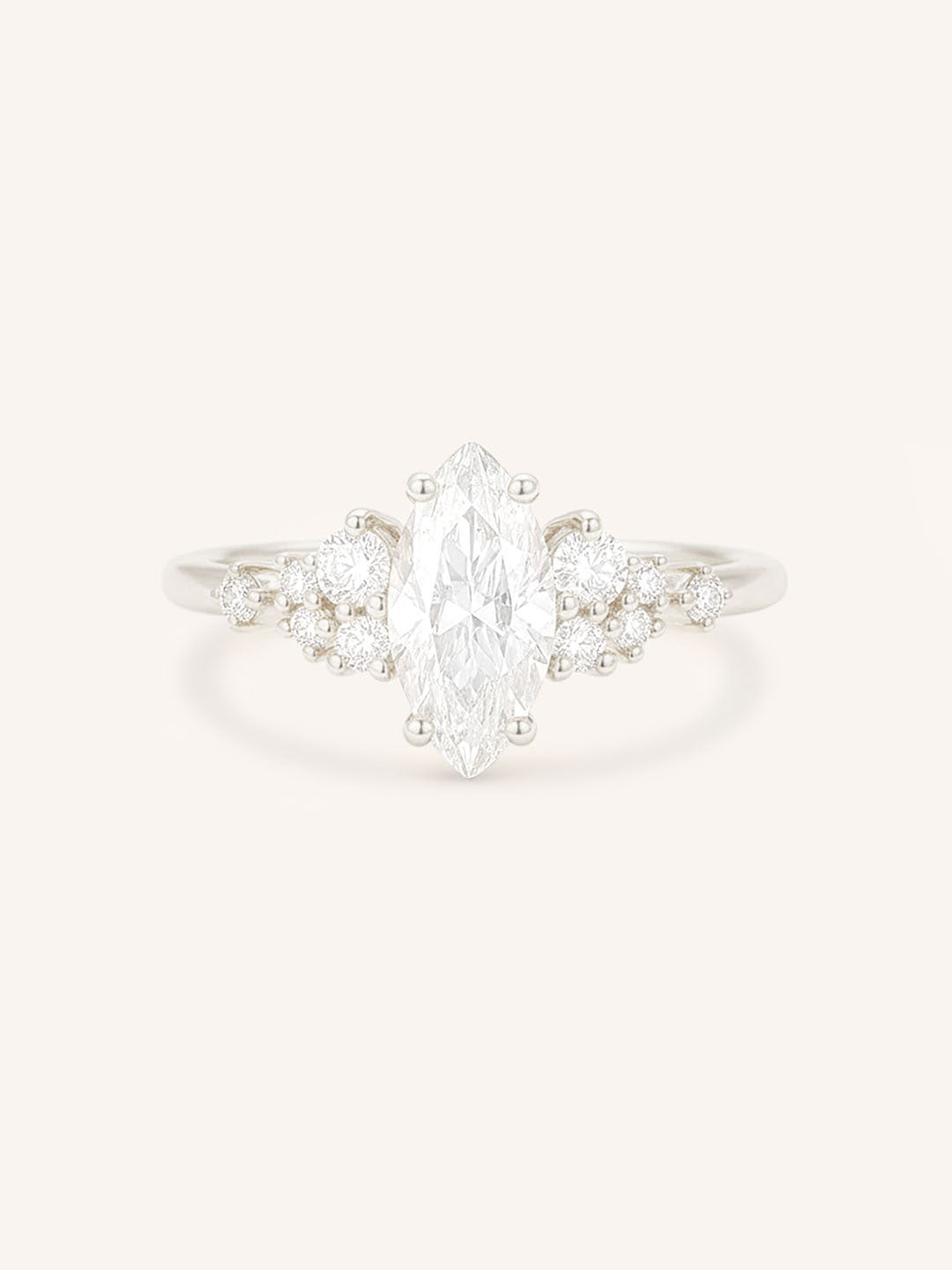 Elestren Marquise Cut Cluster Diamond Engagement Ring