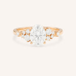 Rose Gold Elestren Oval Cluster Diamond Engagement Ring front view on white background