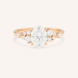 Rose Gold Elestren Oval Cluster Diamond Engagement Ring front view on white background