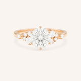 Rose Gold Elestren Round Cluster Diamond Engagement Ring front view on white background