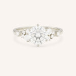 White Gold Elestren Round Cluster Diamond Engagement Ring front view on white background