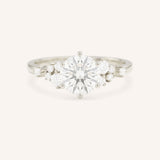 White Gold Elestren Round Cluster Diamond Engagement Ring front view on white background
