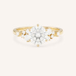 Yellow Gold Elestren Round Cluster Diamond Engagement Ring front view on white background