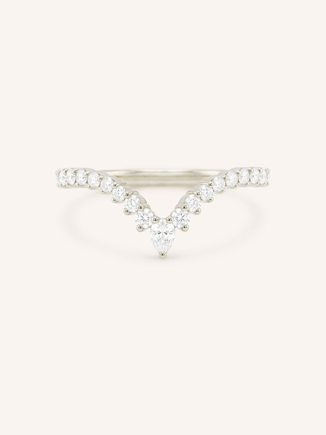 White Gold Arabelle Diamond Curved Wedding Band front view on white background
