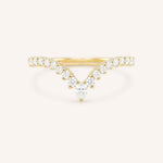 Yellow Gold Arabelle Diamond Curved Wedding Band front view on white background