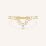 Yellow Gold Arabelle Diamond Curved Wedding Band front view on white background