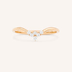Rose gold LB cluster V diamond wedding band front view on white background