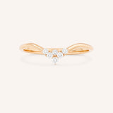 Rose gold LB cluster V diamond wedding band front view on white background