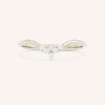 White gold LB cluster V diamond wedding band front view on white background