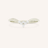 White gold LB cluster V diamond wedding band front view on white background