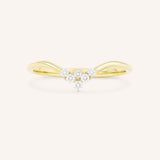 Yellow gold LB cluster V diamond wedding band front view on white background