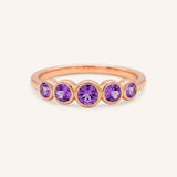 Bonneau Five Stone Amethyst Bezel Ring